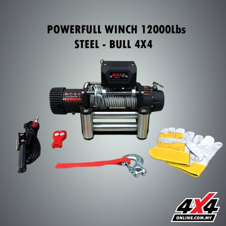 POWERFULL WINCH 12000Lbs STEEL - BULL 4X4